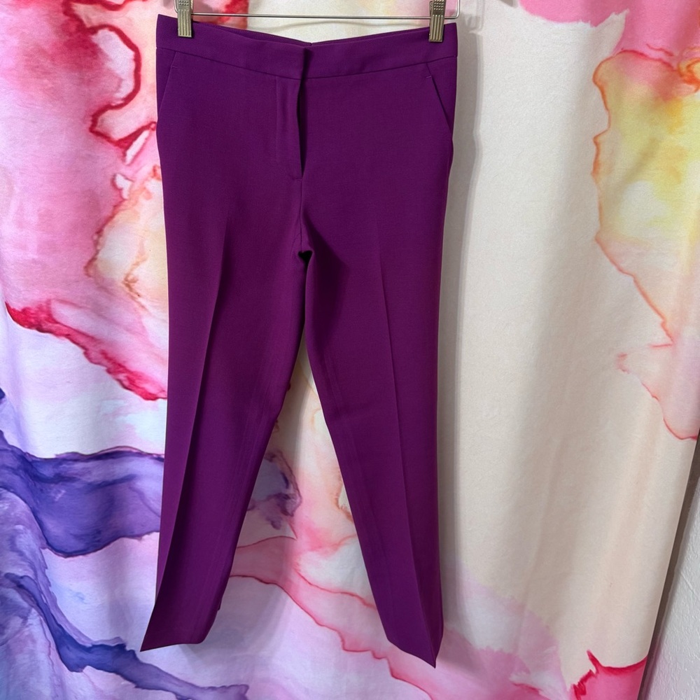 The Row Purple Wool Ankle Crop Pants